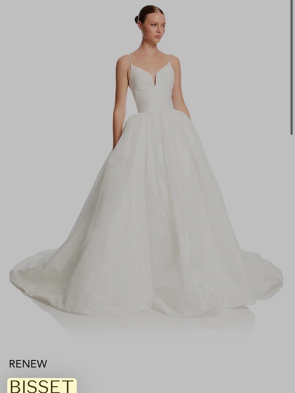 Bisset White Ball Gown Wedding Dress with Spaghetti Straps